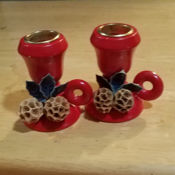 Vintage Small Honeycomb Candle Stick Holders - Picture 1 of 4